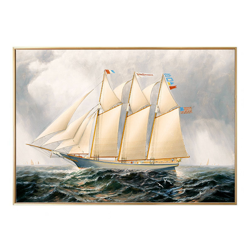 帆船装饰画现代简约办公室挂画单幅工业风墙壁画卧室床头书房画