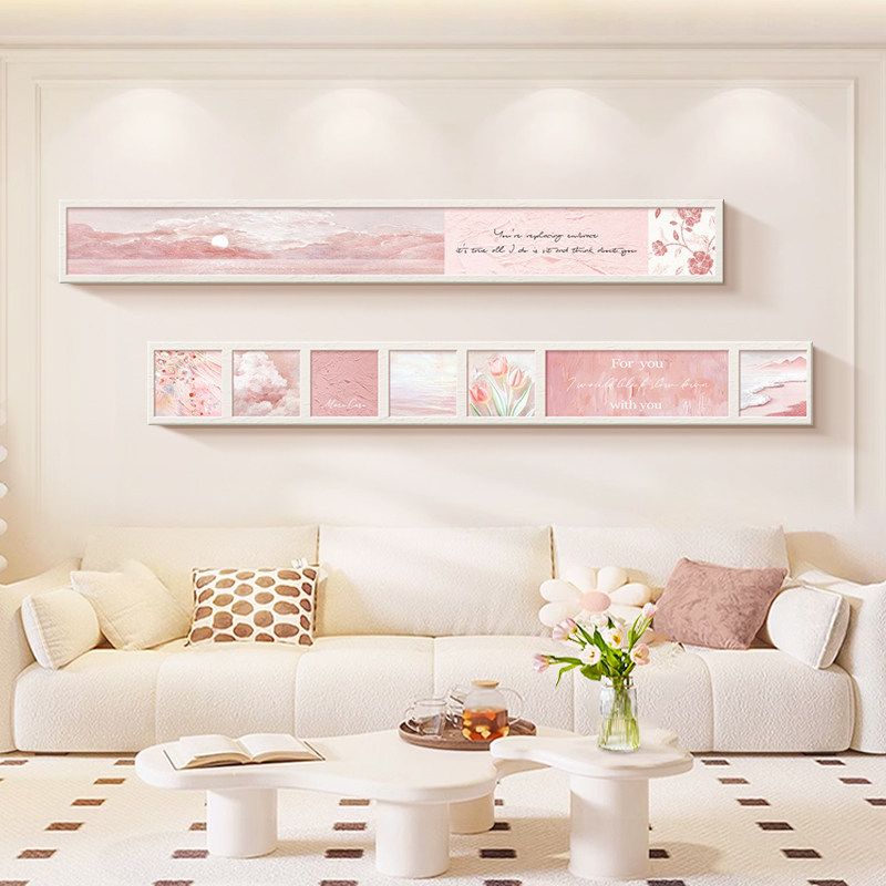 奶油风客厅装饰画高级感风景窄长条卧室床头画法式沙发背景墙挂画,家居饰品,现代装饰画,淘宝优惠券,粉丝福利购,淘宝优惠卷