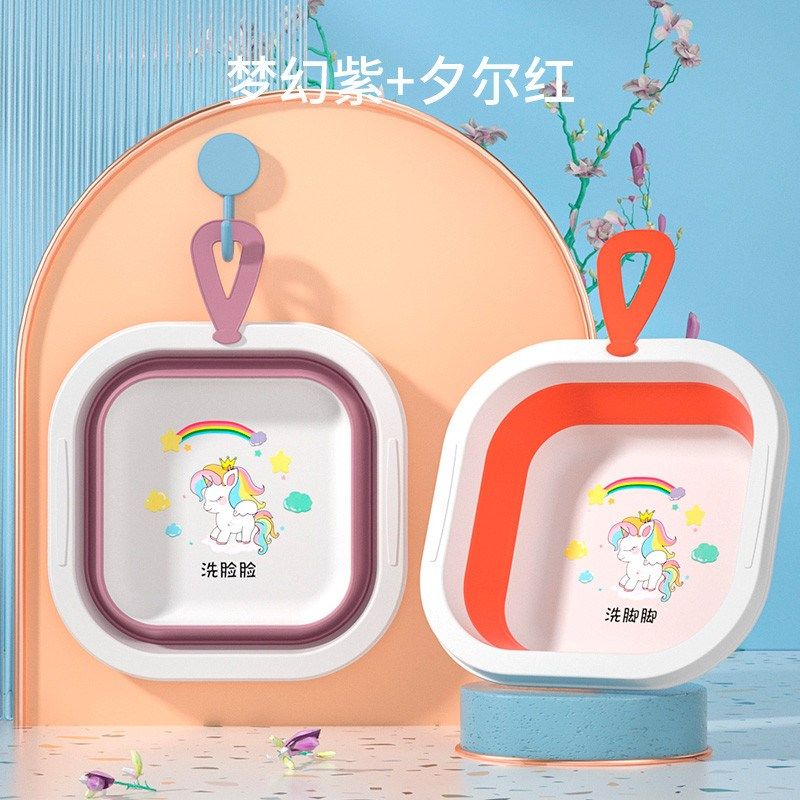 2个卡通3初生新生婴儿童用品可折叠洗脸盆装洗pp用宝宝小盆子新款