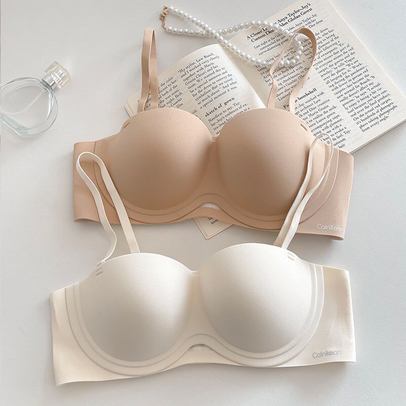 无肩带内衣女小胸聚拢显大防滑不掉无痕隐形粉底液文胸夏季薄款
