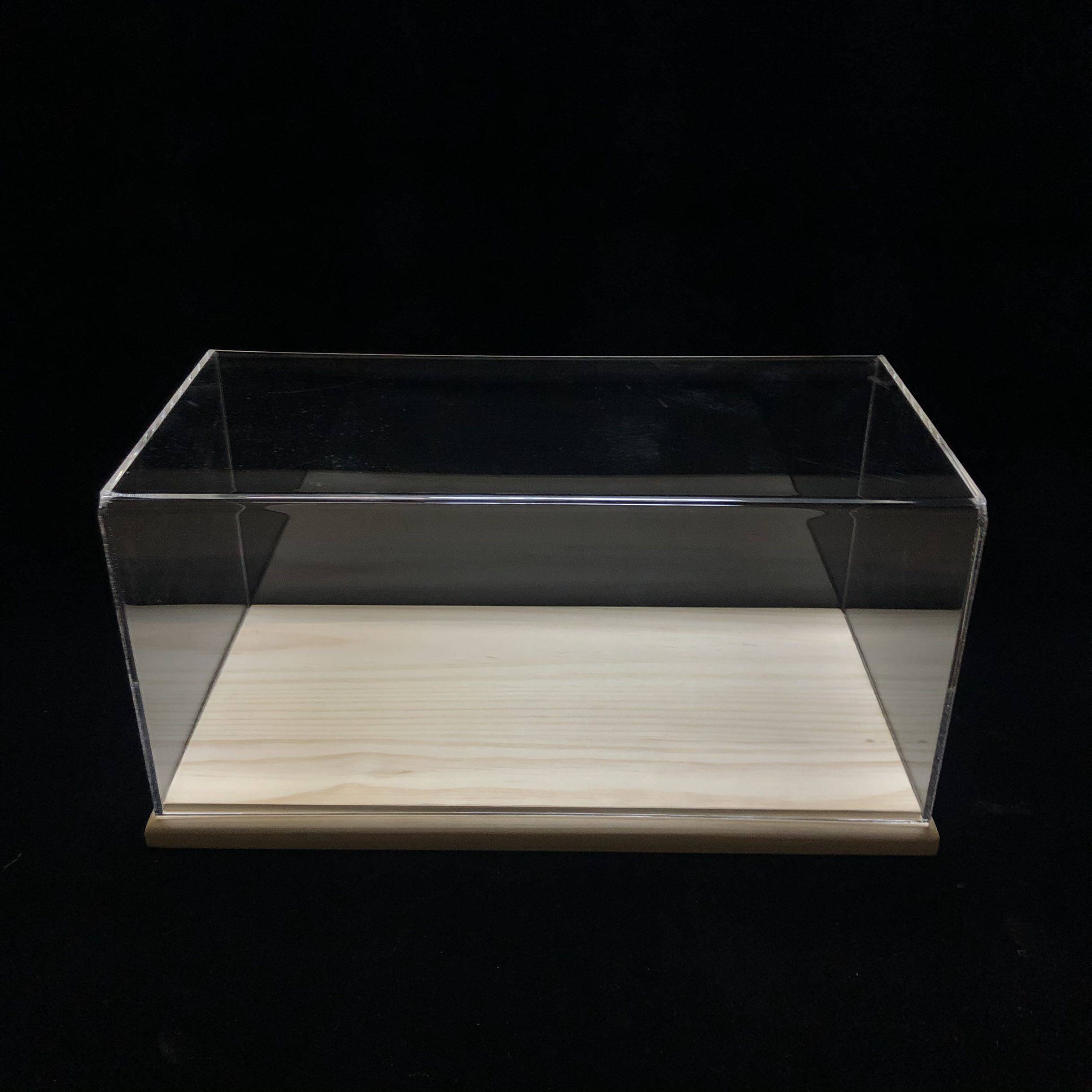 1:18汽车模型展示盒实木底座亚A克力防尘罩收纳盒车位车库一体成