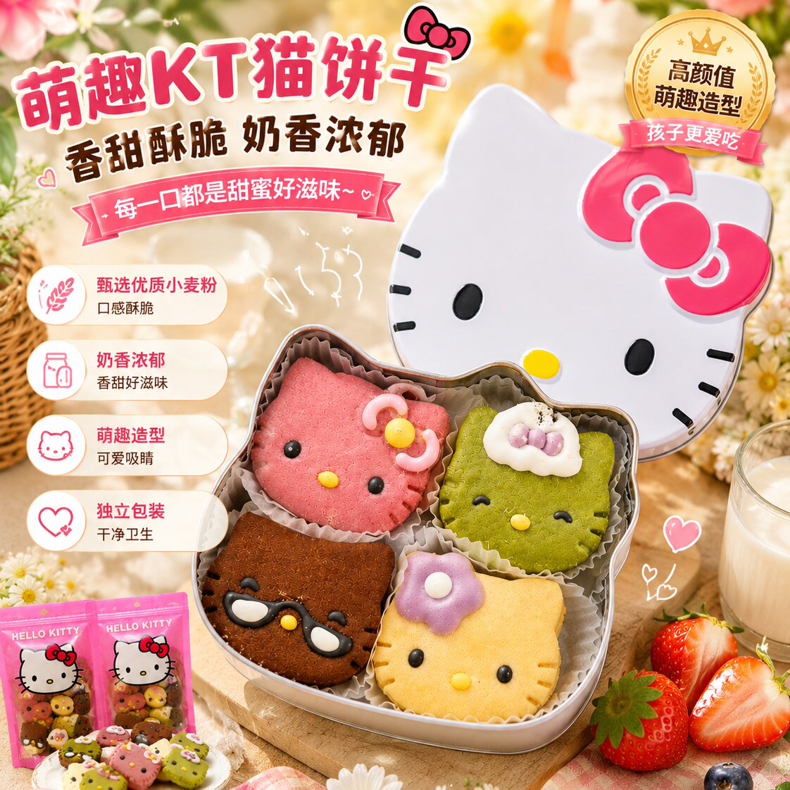HelloKitty卡通曲奇饼干礼盒手工甜点可爱零食奶香生日礼物下午茶