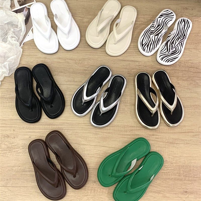 人字拖鞋女2024新款夏季外穿时尚韩版平底凉拖女鞋懒X人凉鞋女银