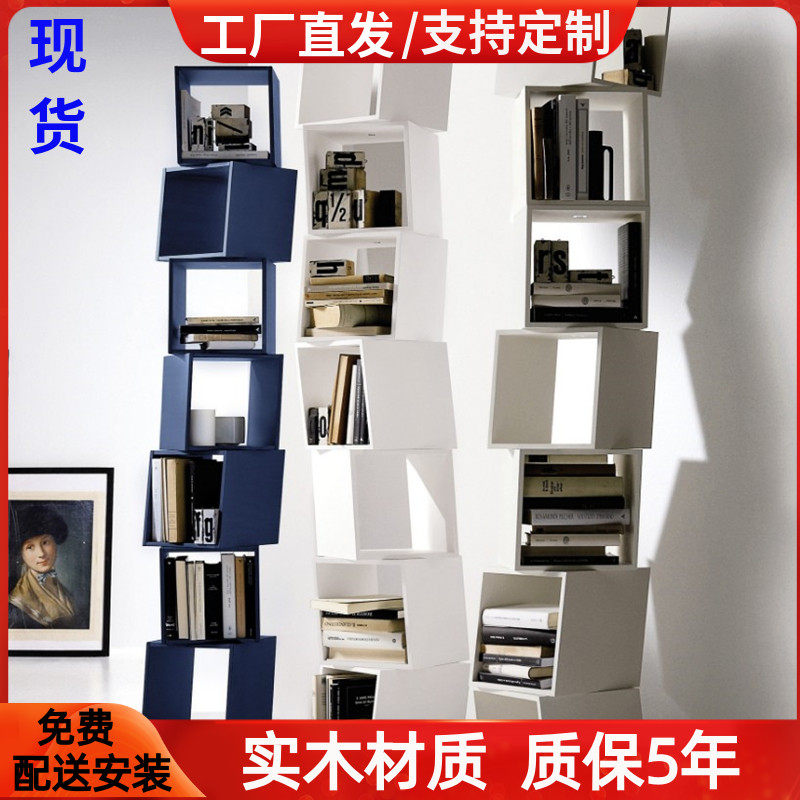 白色钢琴烤漆书架落地旋u转书柜现代简约置物架简易家用儿童书柜