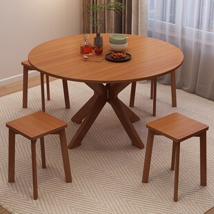 可折叠桌子餐桌家用小户型实木吃饭圆桌多功能新型靠墙折叠小桌子