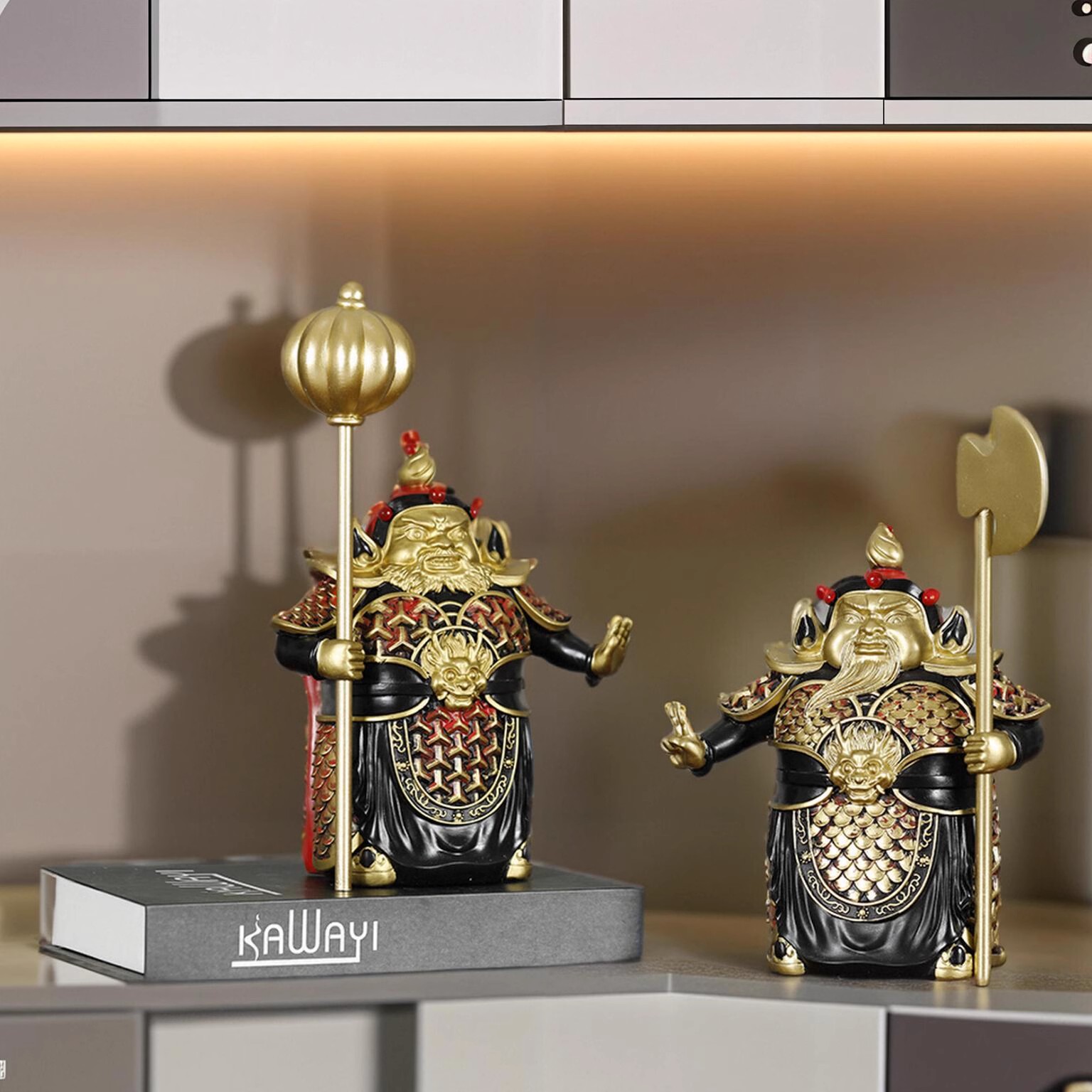 护宅门神哼哈二将新中式客厅书房办公室装饰品摆件家居装饰品摆设