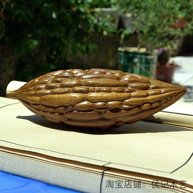 手工金丝楠木雕苦瓜苦尽甘来手把件文玩手把玩件手工雕件小摆件
