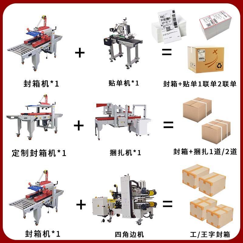 全自动十字封流水线封箱机电商专用胶带打包机快递封箱纸箱3-12号