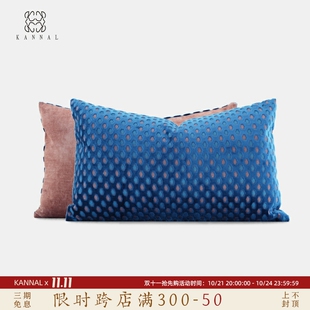 蓝色粉色提花抱枕样板间别墅腰枕 英式 古典 唐顿庄园 奢华欧式