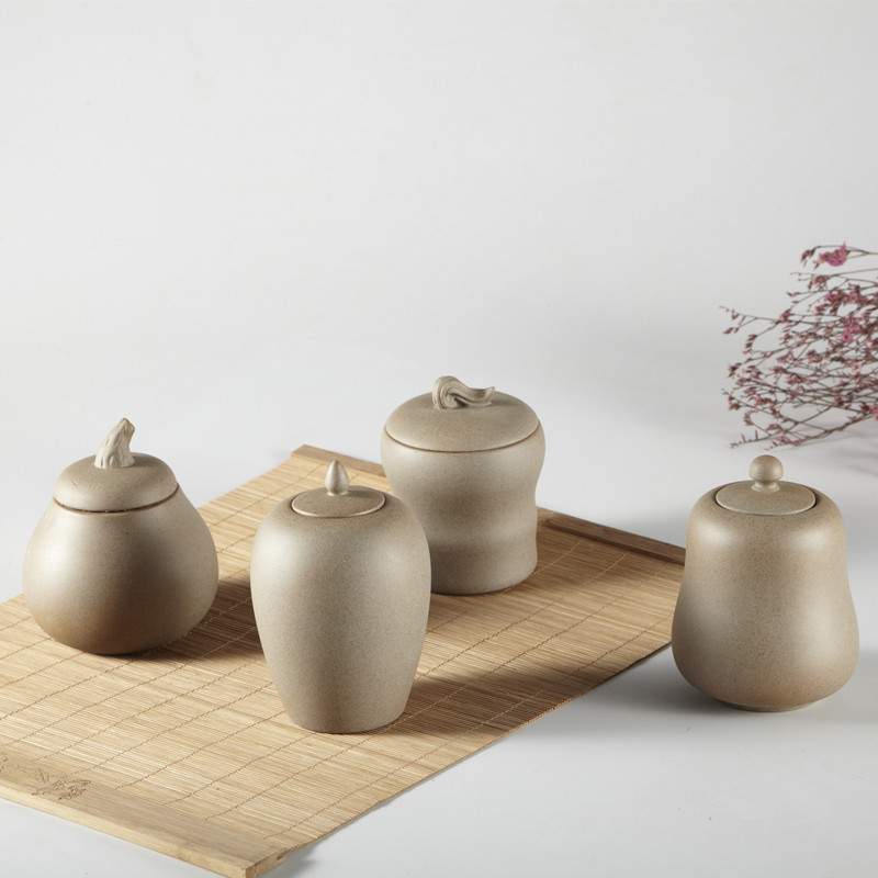 原矿无釉陶土小号便捷陶瓷小茶叶罐密封罐L茶叶缸茶叶仓茶叶包装