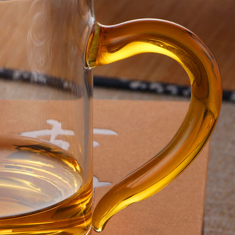 唐述 耐热加厚泡茶杯子彩把公道杯过滤内胆玻璃茶具泡茶器红茶