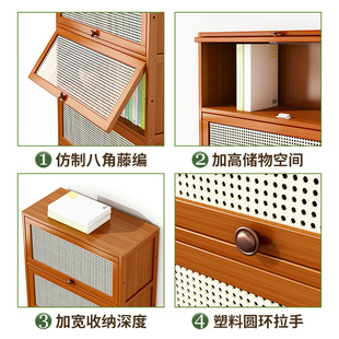 電視墻邊窄柜展示置物收納 實(shí)木書(shū)柜帶門(mén)家用兒童角落書(shū)架網(wǎng)紅美式