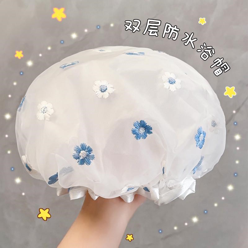双层浴帽女防水洗澡家用儿童淋浴沐浴帽厨房防头发套油烟新款