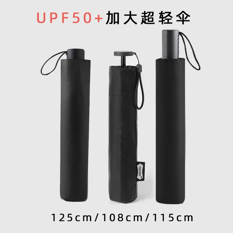 超轻遮阳太阳伞2025新款125cm加大双人手动伞黑胶防晒晴雨两用伞