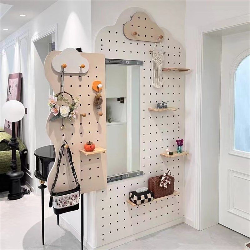 实木质定制洞洞板穿衣镜一体入户玄关置物架门后电表箱遮挡挂衣架,住宅家具,搁板/置物架/家用陈列架,淘宝优惠券,粉丝福利购,淘宝优惠卷