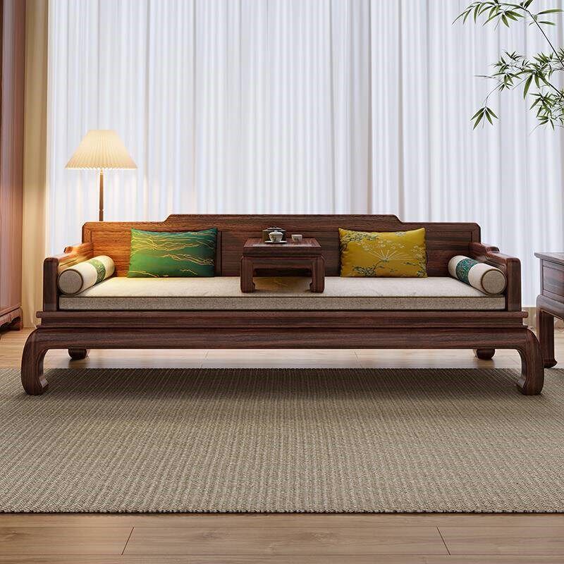 乌金木实木罗汉床沙发床两用三件套明式小户型版全客厅新中式