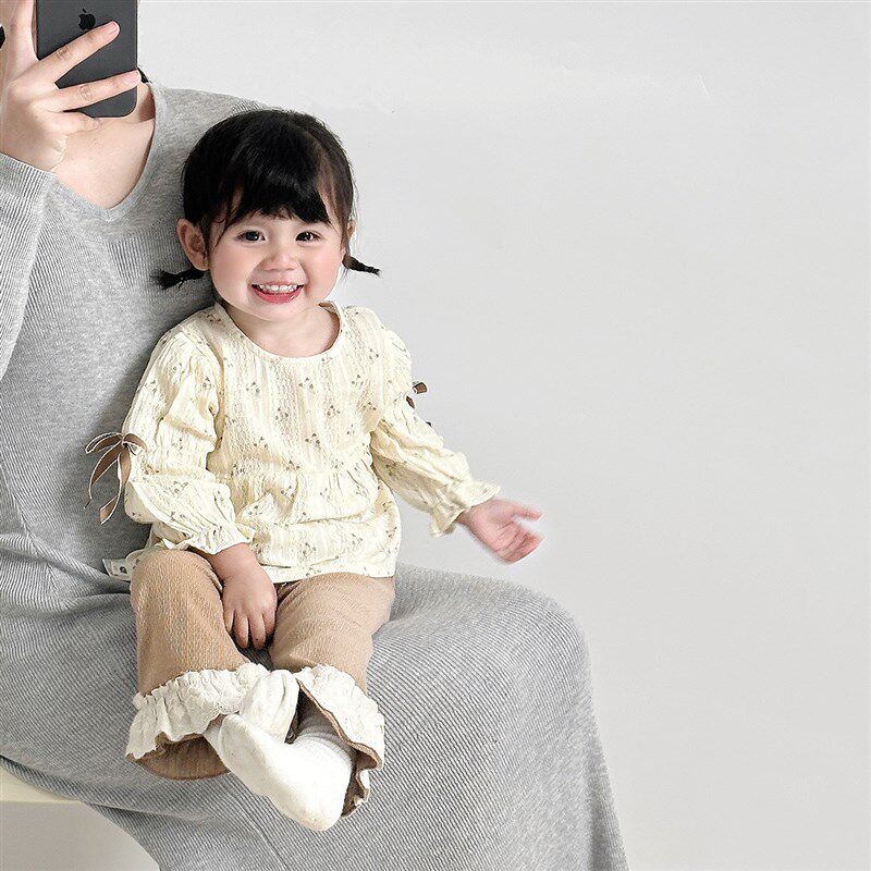 女宝宝套装春季2025新款婴儿洋气碎花娃娃衫长裤两件套外出春装韩