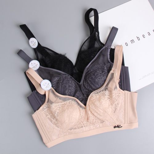 超薄款运动内衣女文胸聚拢无海绵大胸显小收副乳调整型胸罩蕾丝