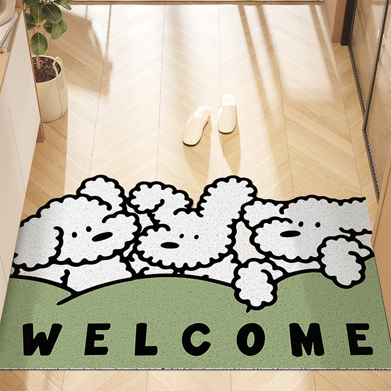 卡通狗狗入户门地垫耐脏丝圈进门脚垫玄关门口可裁剪防滑pvc地毯