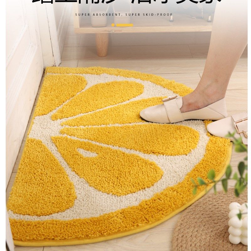 家用金黄色半圆形地垫门垫进门浴室吸水脚垫卧室防滑地毯可以机洗