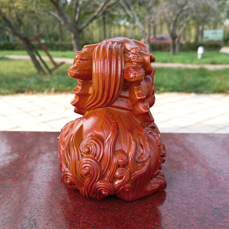 桃木雕貔貅摆件立体木质手工艺品皮休开业送礼品商务客厅玄关装饰