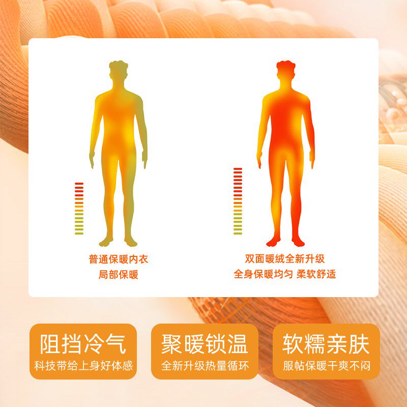双面德绒内衣男士套装冬季防寒发热圆领长袖t恤保暖秋衣秋裤