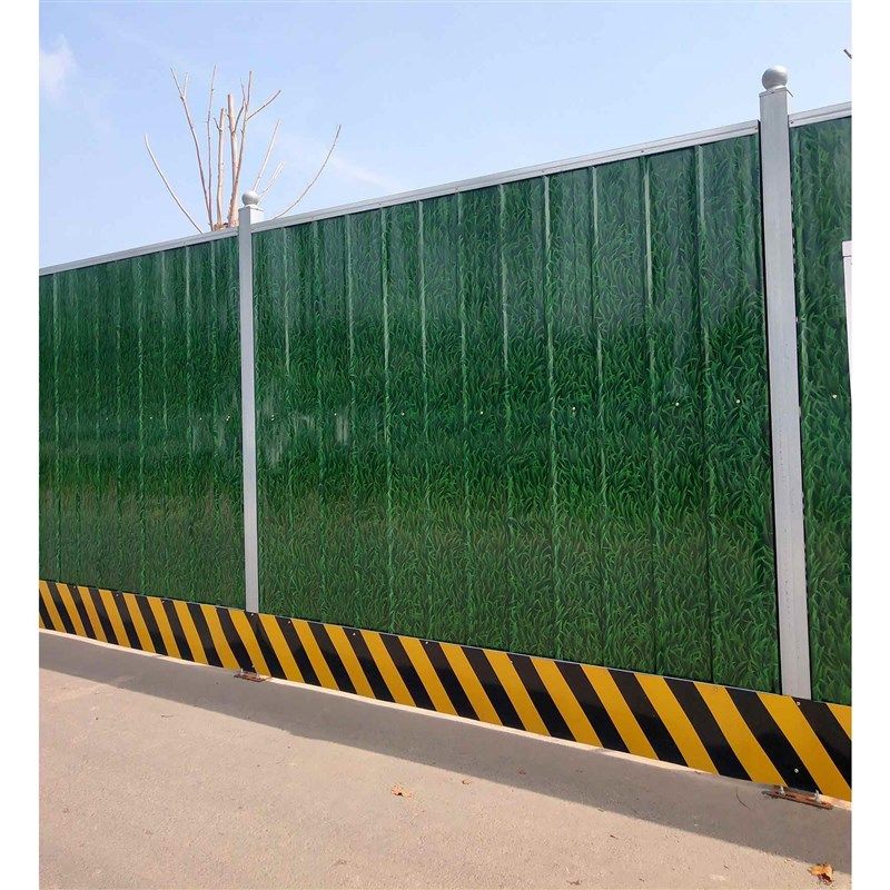 工程彩钢瓦围挡地铁道路小草绿PVC挡板建筑工地临时铁皮施工围挡