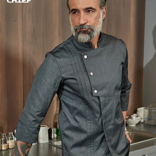 厨师工作服男士长袖后厨房酒店餐饮饭店工装制服厨师服定制印logo