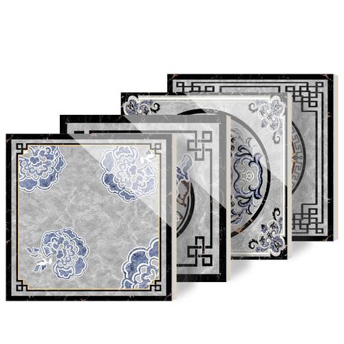 定制现代中式拼花瓷砖客厅灰色拼花地砖入户玄关过道图案微晶地砖