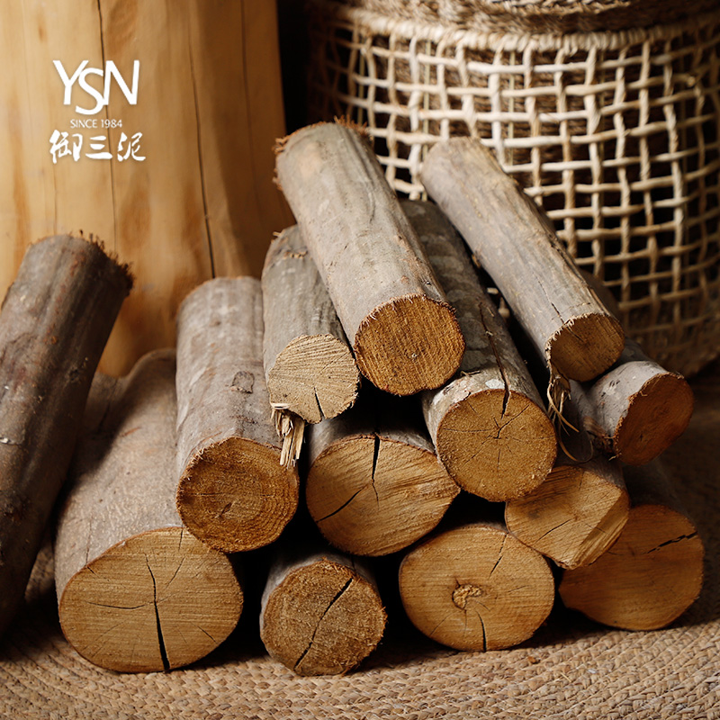 树段壁炉装饰木柴火原木摆件拍摄道具树桩实木头圆木桩30cm柴火桩