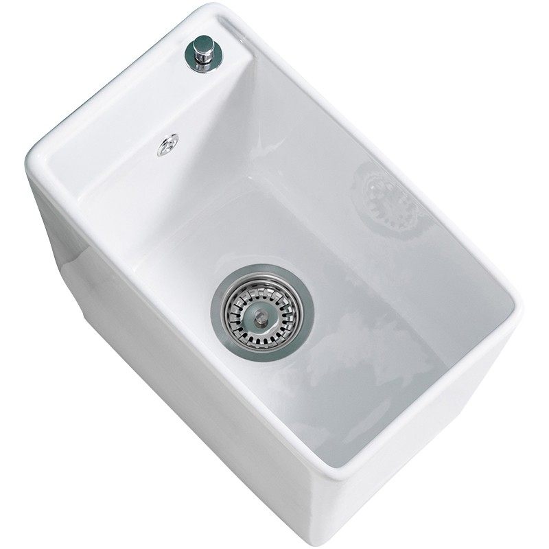 达芬莎陶瓷拖把池窄形方形竖放地拖盆小号迷你卫生间洗墩布池小户