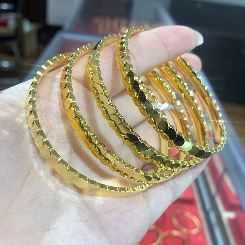 999足黄金包银鱼鳞手镯女