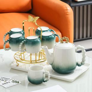 茶杯家庭乔迁杯具茶具 陶瓷水杯轻奢现代水壶家用客厅待客杯子套装