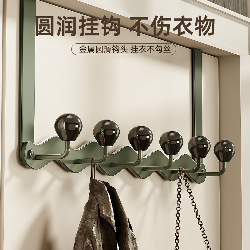 门后挂钩加长挂衣k架卧室门上挂衣钩进门免打孔门背式收纳置物神