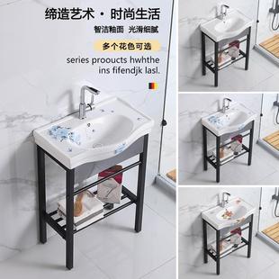 洗脸盆小户型卫生间一体陶瓷洗手盆洗漱池台盆阳台简易家用 落地式