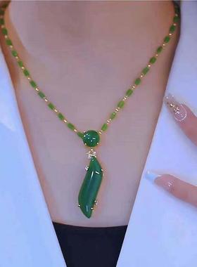 爆量每日严选美人腰项链新款复古玉石吊坠轻奢高级感气质锁骨链女