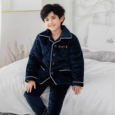 四川冬季省服中大童特厚三层夹棉睡衣儿童夹棉居家服套装加绒加厚