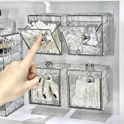 收纳盒化妆棉卫生间镜柜里洗脸巾整理盒壁挂透明棉签盒口红置物架