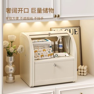 玄关收纳箱家用零食杂物门口桌面整理盒铁艺防尘收纳盒大容量储物