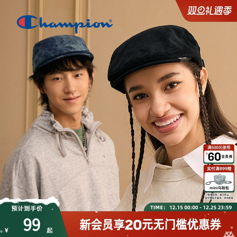 Champion冠军前进帽男士贝雷帽女美式老钱风帽子牛仔风官方正