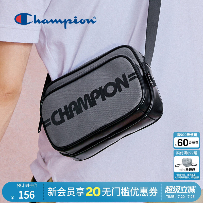 Champion冠军官方单肩包男多口袋相机包休闲斜挎背式两用包包黑色