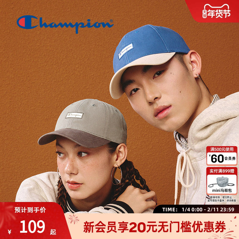 Champion冠军秋季棒球帽休闲情侣潮流鸭舌帽美式弯檐软顶男女