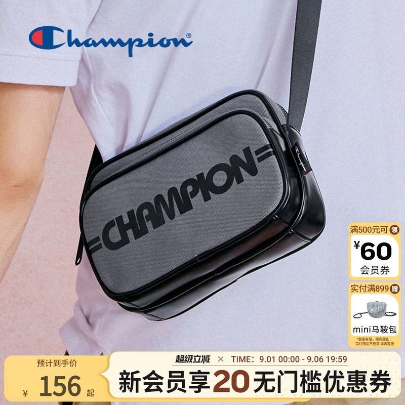 Champion冠军官方单肩包男多口袋相机包休闲斜挎背式两用包包黑色