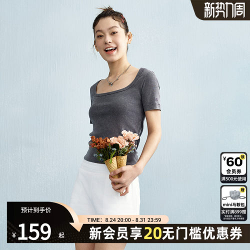 champion冠军女生方领短袖T恤
