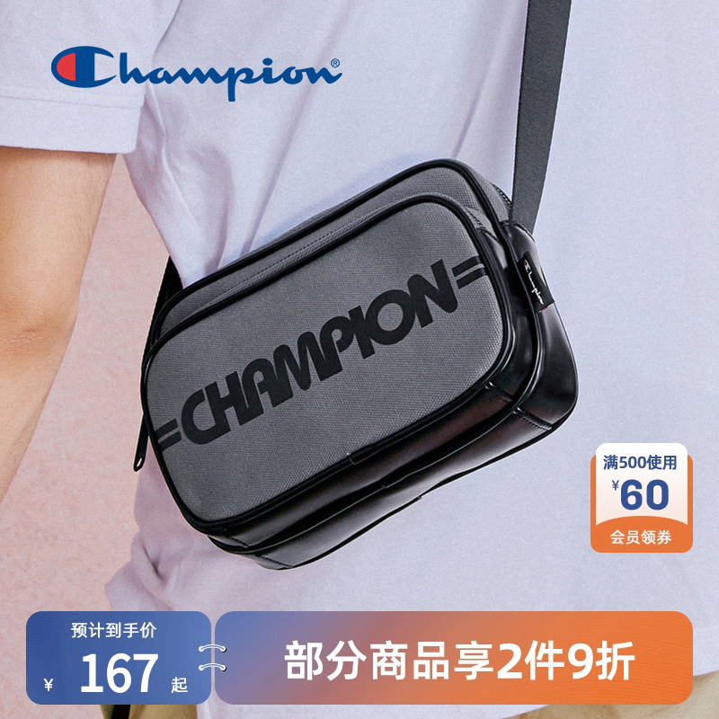 Champion冠军官方单肩包男多口袋相机包休闲斜挎背式两用包包黑色