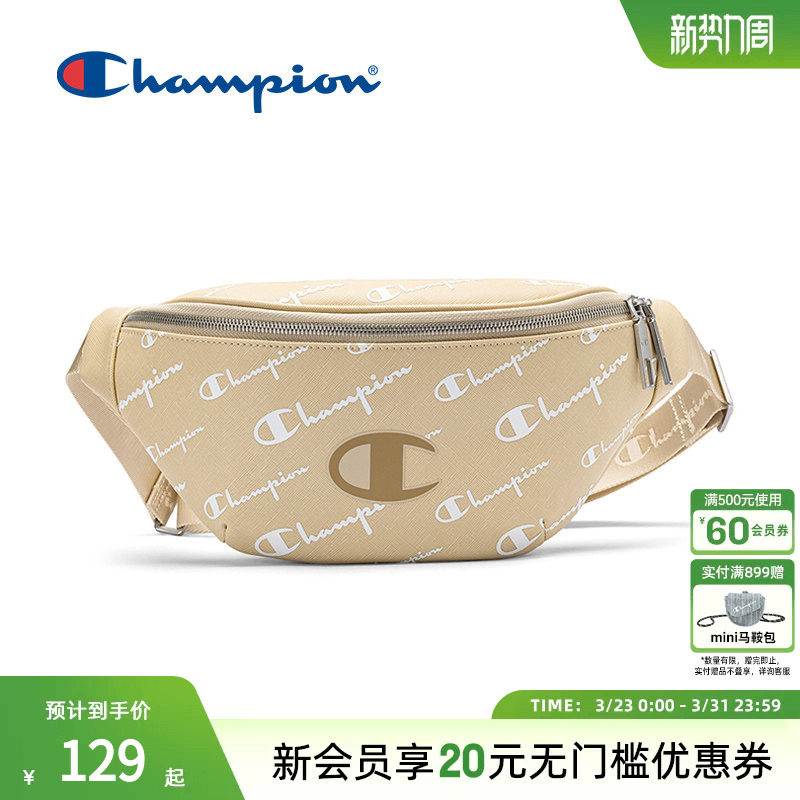 Champion冠军官方腰包满印老花女斜挎包包休闲胸包男复古上班