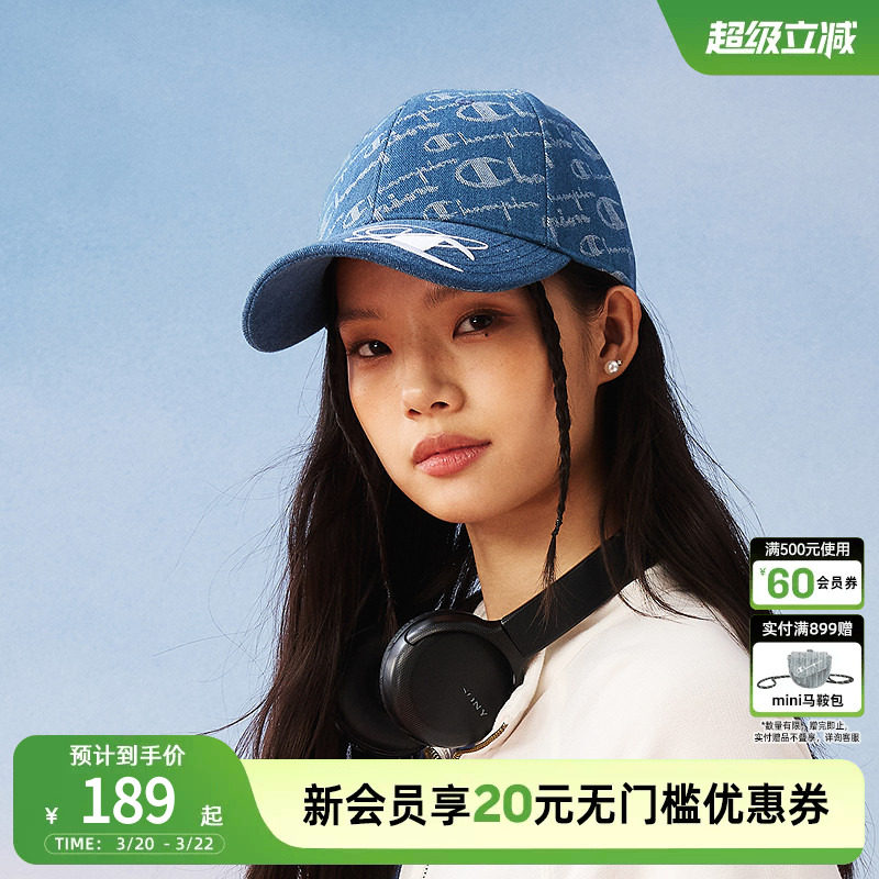 Champion冠军棒球帽秋冬牛仔老花男女情侣户外休闲鸭舌帽子遮