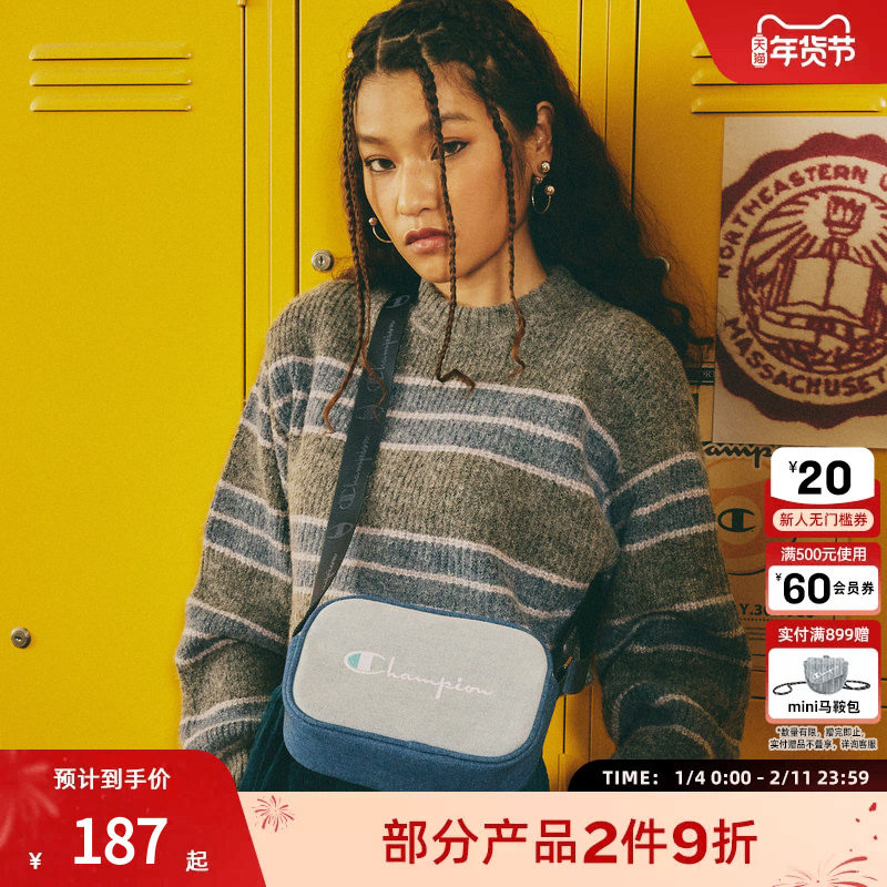 Champion冠军斜挎包男潮牌相机包美式小肩包复古小方包女官方