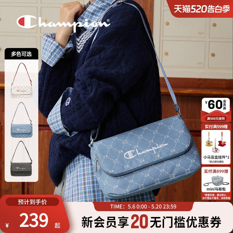 champion冠军26春季新款mono老花腋下包牛仔帆布包女士