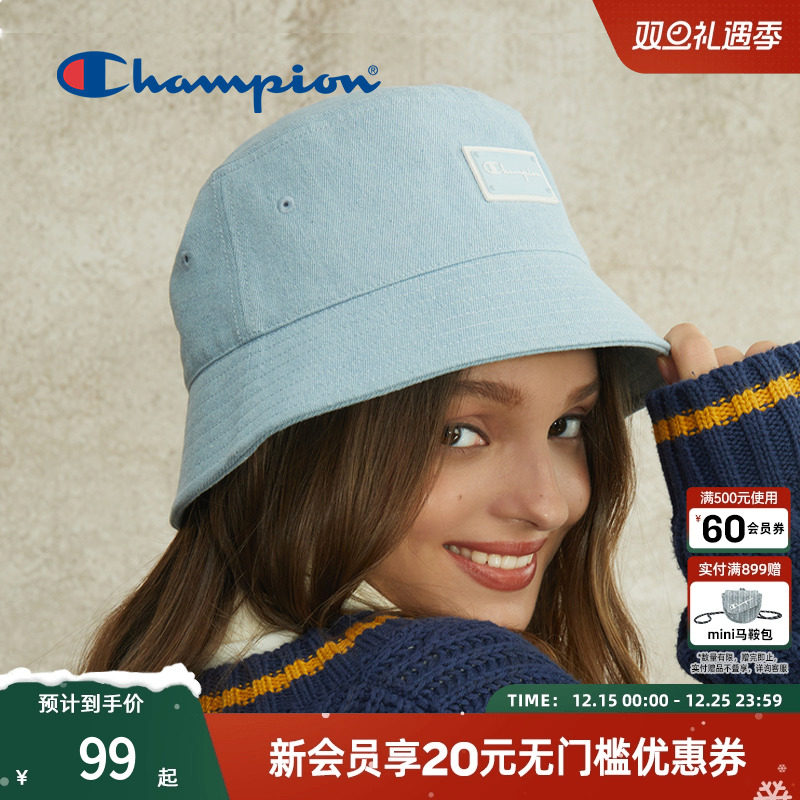 Champion冠军素颜渔夫帽女休闲夏季遮阳大头围帽子男盆帽官方